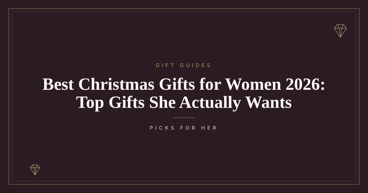 Christmas presents in white and gold paper under a tree with perfume and a hair styler